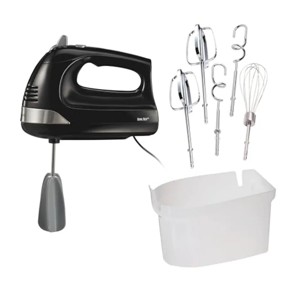 

6-Speed Electric Hand Mixer with Whisk, Dough Hooks and Easy Clean Beaters,,Snap-On Storage Case