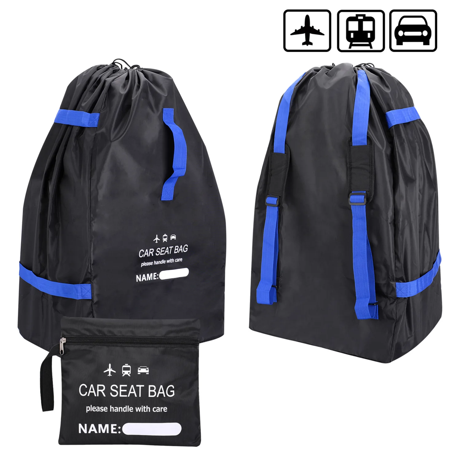 Bolsa de viagem para assento de carro, mochila acolchoada ajustável para assentos de carro, sacola de viagem, verificação ideal de portão para viagens aéreas e assento de carro