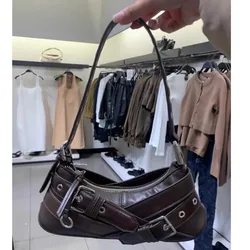 Bolso de mano Retro de cuero PU para mujer, bolso de hombro Vintage con asa superior, bolso femenino pequeño subaxilar