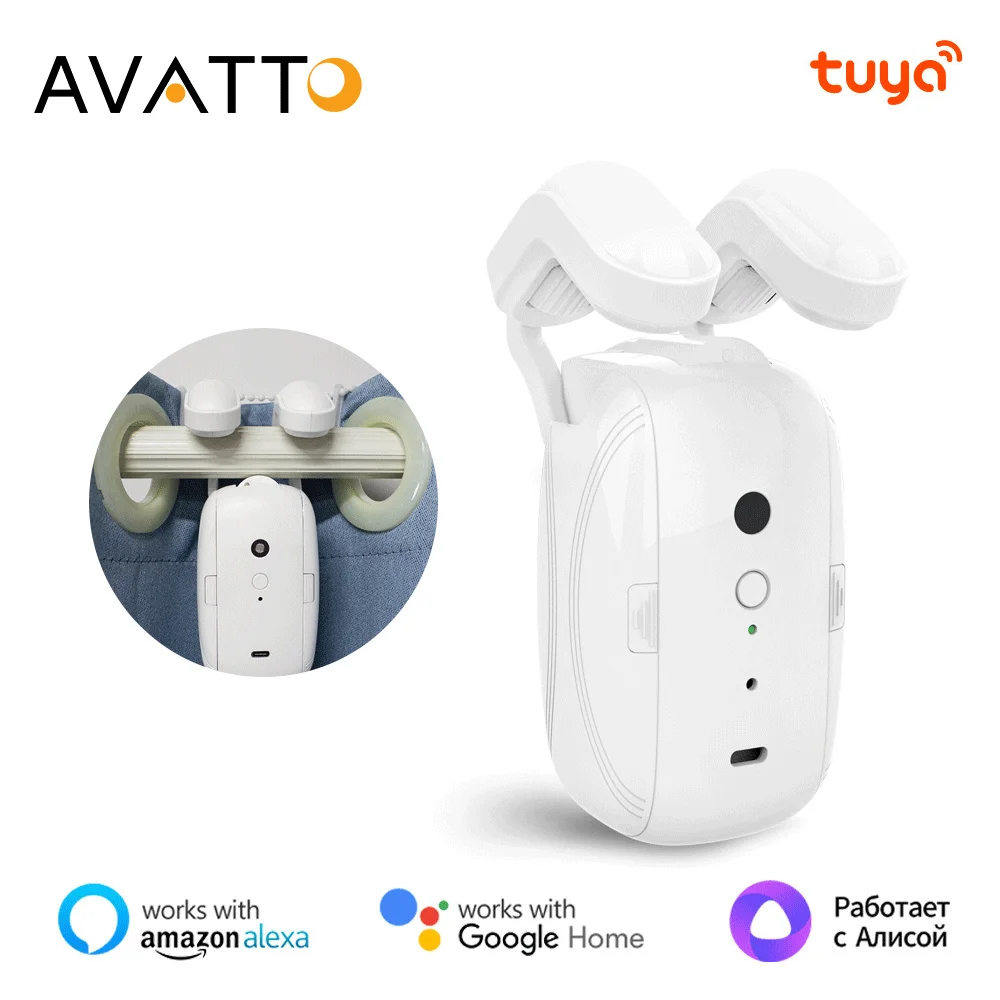 AVATTO Tuya WiFi Smart Electric Curtain Robot Automatic Open Remote Control For  Curtains Track Support Alexa,Google Home