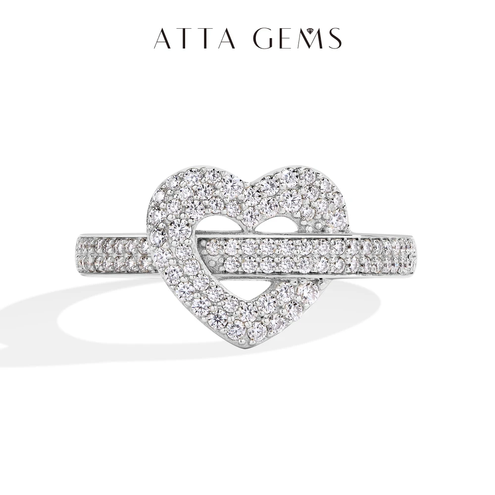 

ATTAGEMS DVVS1 Full Moissanite Ring 925 Sterling Silver 18K Gold Plated Heart Shape For Women Holiday Classic Gifts Fine Jewelry