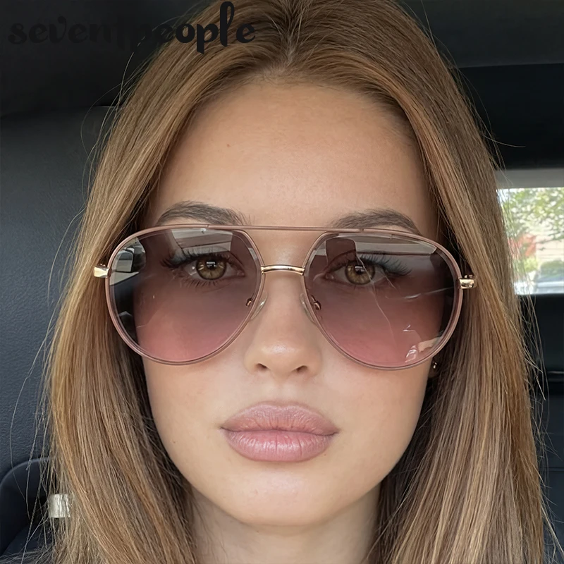 

Trendy Oversized Pilot Sunglasses Women Big 2026 Luxury Brand Fashion Double Bridge Beach Sun Glasses For Ladies Retro Shades