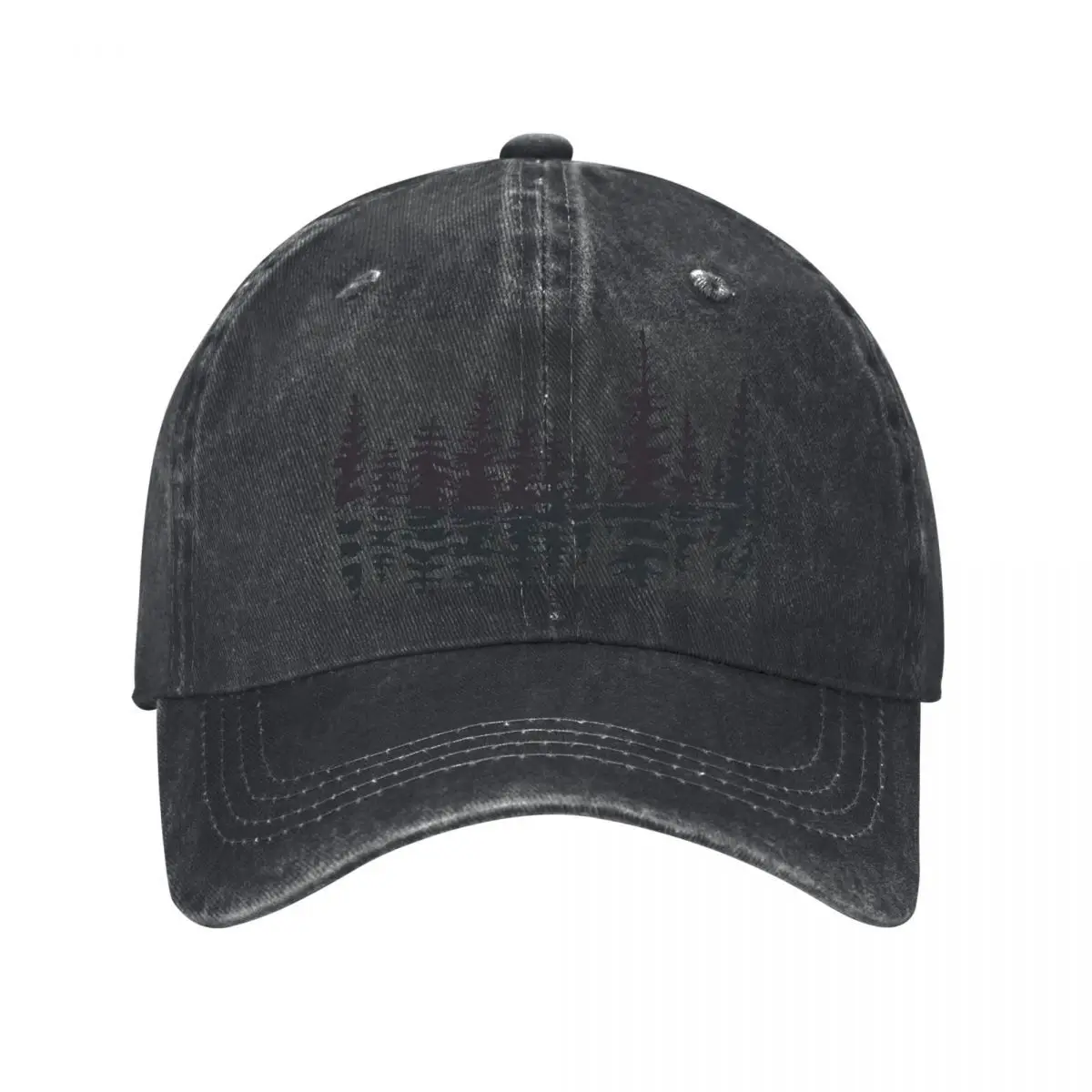 Pine Forest Tree Silhouette Reflection Nature Graphic Washed Baseball Cap Hip Hop Sun Hats