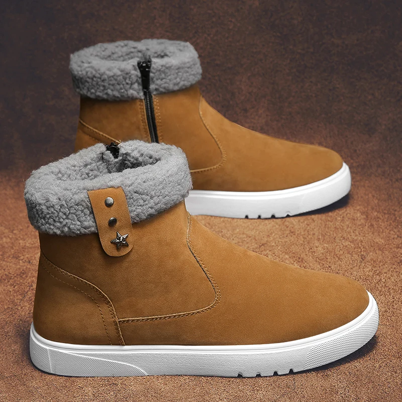 

Snow Boots Men's Shoes Winter Waterproof Non-Slip Sports High-Top Boots Men's Fleece-Lined Thickened Warm Cotton Shoes