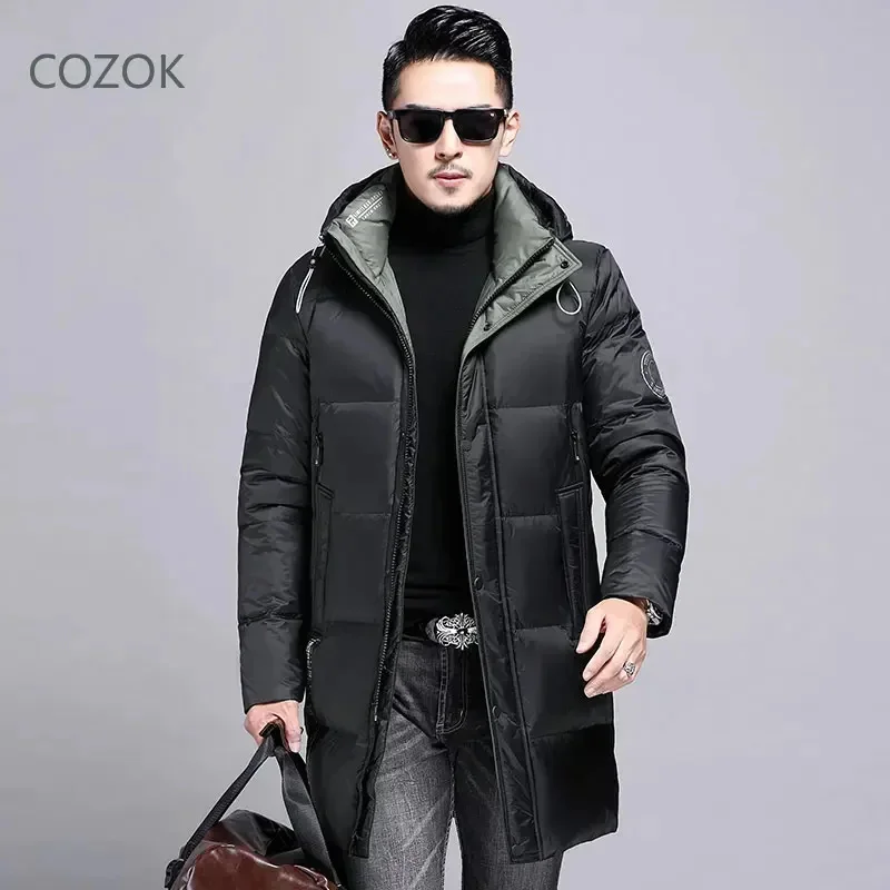 Warme Winter Donsjassen Herenjack 2025 Lange Designerkleding Luxe 90 Procent Ganzenvulling Casual Windbrea Met Capuchon