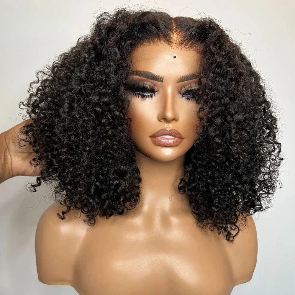 

Long Deep Kinky Curly Natural Black 180Density 26InchSoft Lace Front Wig For Women With Baby Hair Glueless Preplucked Daily