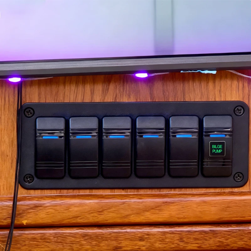 12 فولت 20A 6 عصابة لوحة مفتاح متأرجح الأزرق مصباح ليد بار ON-OFF تبديل التبديل مقاوم للماء لسيارة قارب تخييم RV يخت UTV ATV شاحنة #6