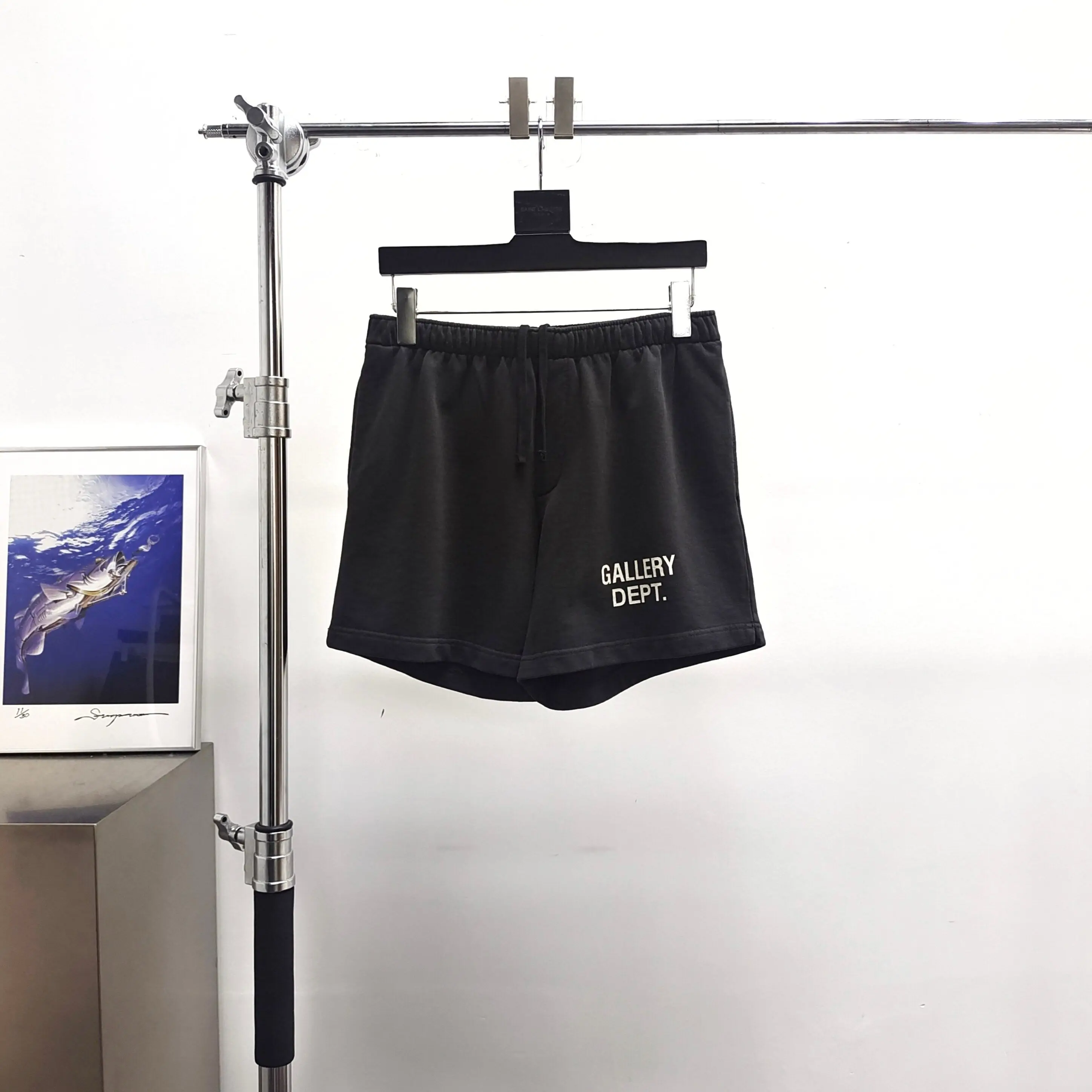 Gallery Dept White Letter Vintage Black Shorts