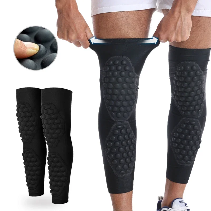 

1 пара двойных сотовых наколенников из ЭВА для баскетбола, футбола, бега, пешего туризма, езды на велосипеде, длинных наколенников до икры, поддержка бандажа