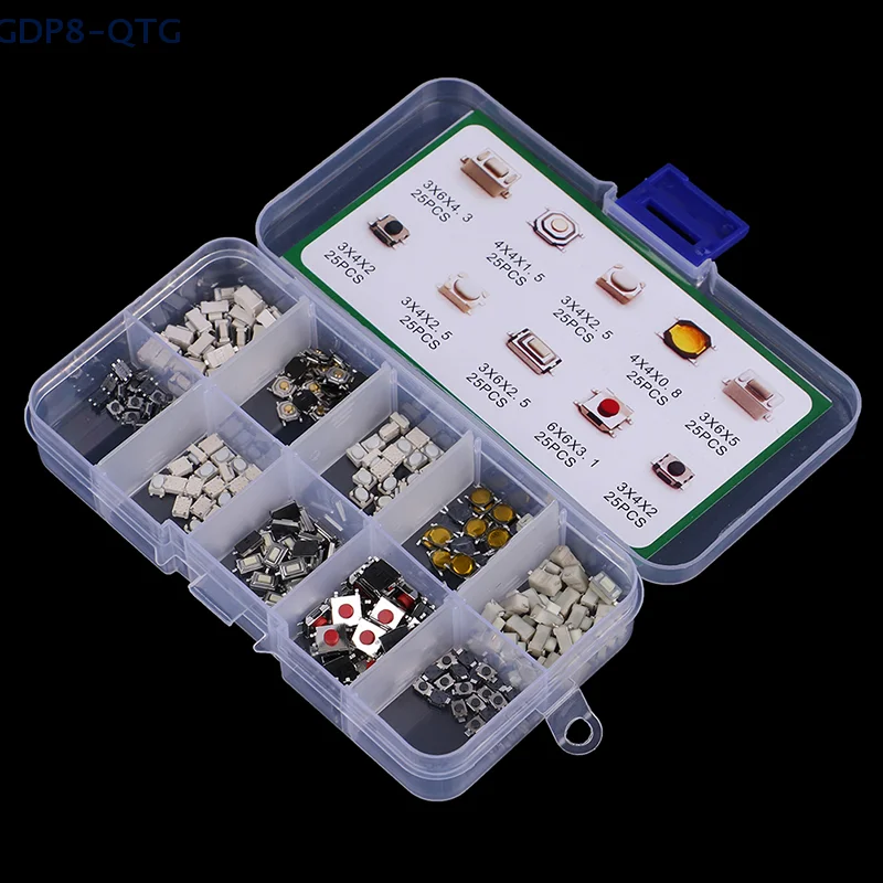Hot！100/250Pcs 10 Types Tactile Push Button Switch Car Keys Remote Control Keys Button Touch Microswitch Kit