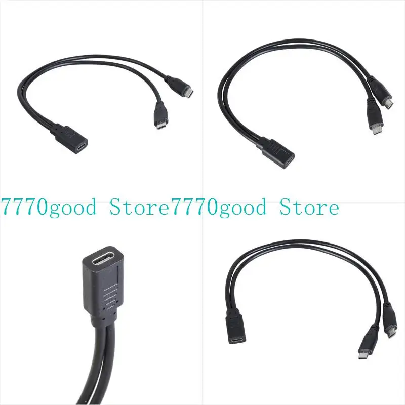 

31BA Fast Speed Type C Female to Double Type C Male Fast Charging Splitter Cable 5V3A for Multiple Devices