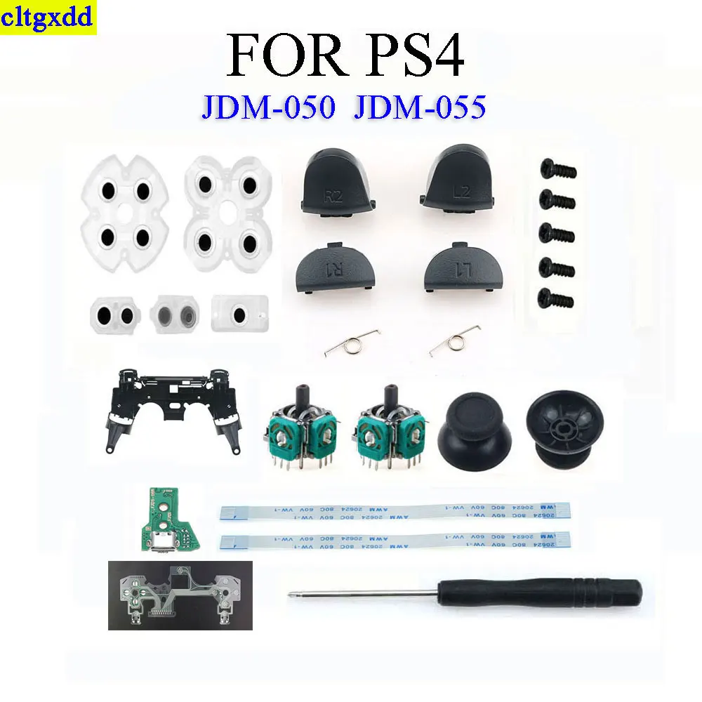 

1 set applicable FOR PS4 JDS-050 055 R1 L1 R2 L2 trigger button 3d analog joystick thumbstick cover conductive pad plate chargin