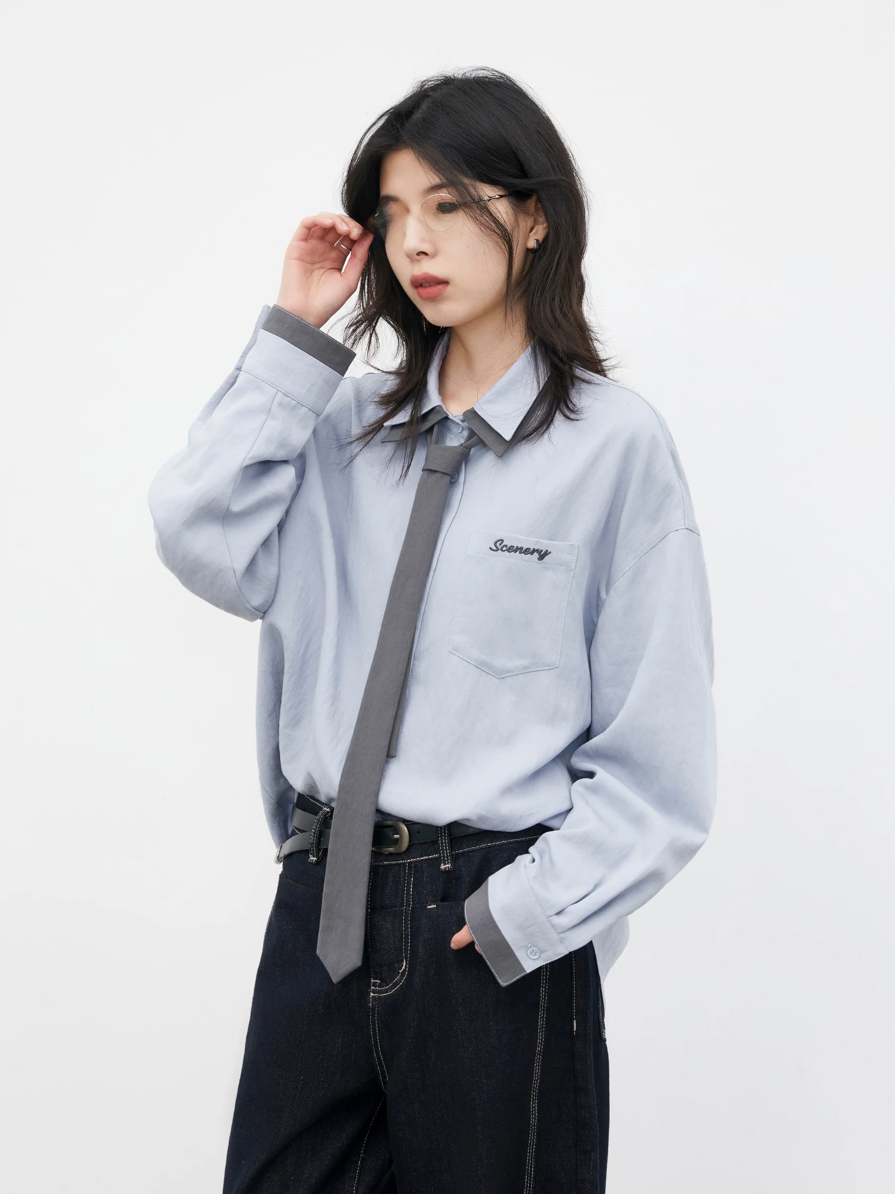 

Стильная свободная блузка с длинным рукавом и съемным воротником-бантом из ткани Lenzing Lyocell, повседневная одежда для женщин, приятная к коже, дышащая.