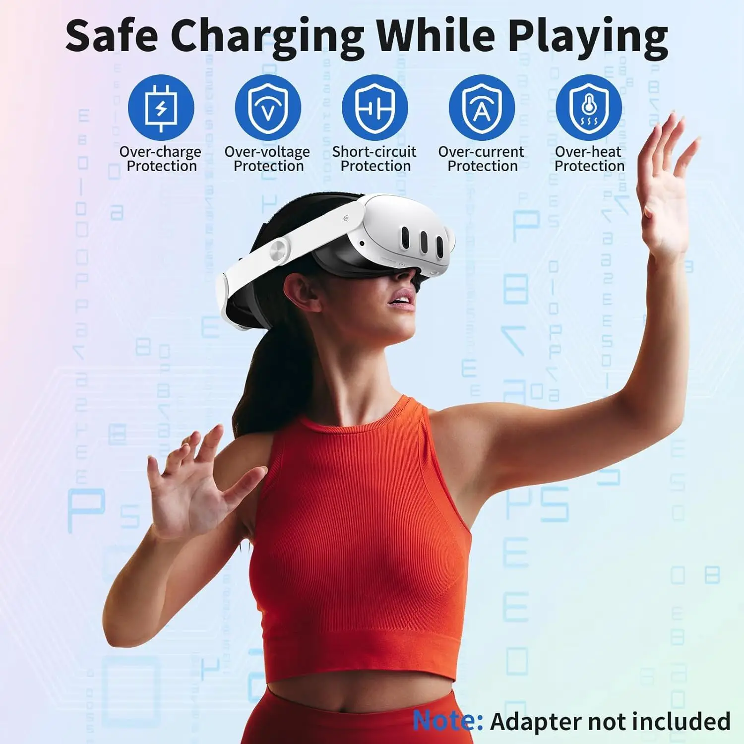 クエスト3 vr用の調節可能なヘッドバンド,バッテリー拡張機能付きデバイス,10000mAhパワーバッテリー,メタクエスト3のサポート