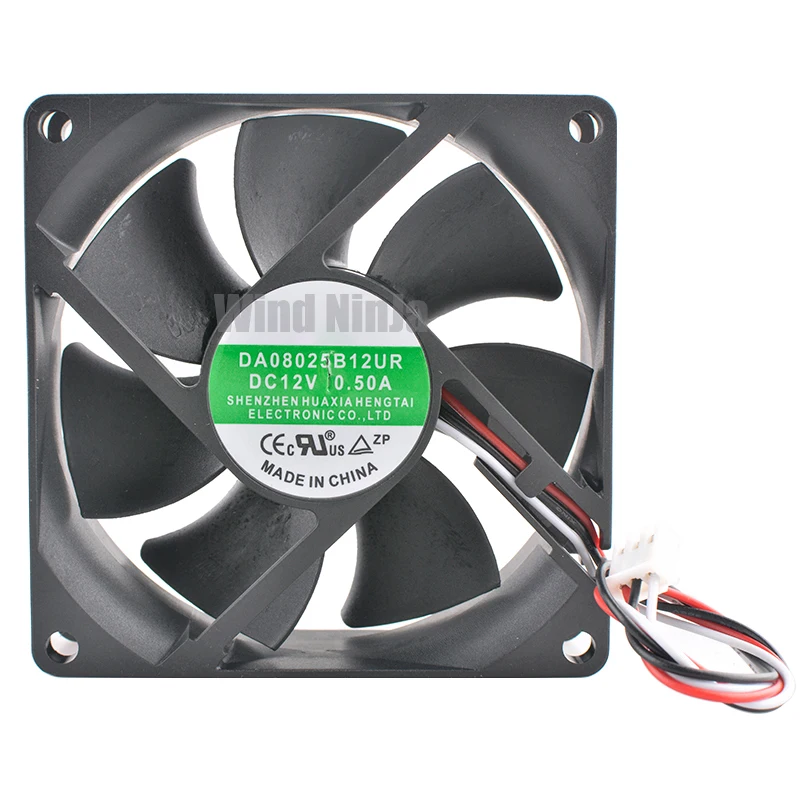 DA08025B12UR 8cm 80mm fan 80x80x25mm DC12V 0.50A 3-pin 4800rpm dual ball bearing cooling fan for inverter power supply