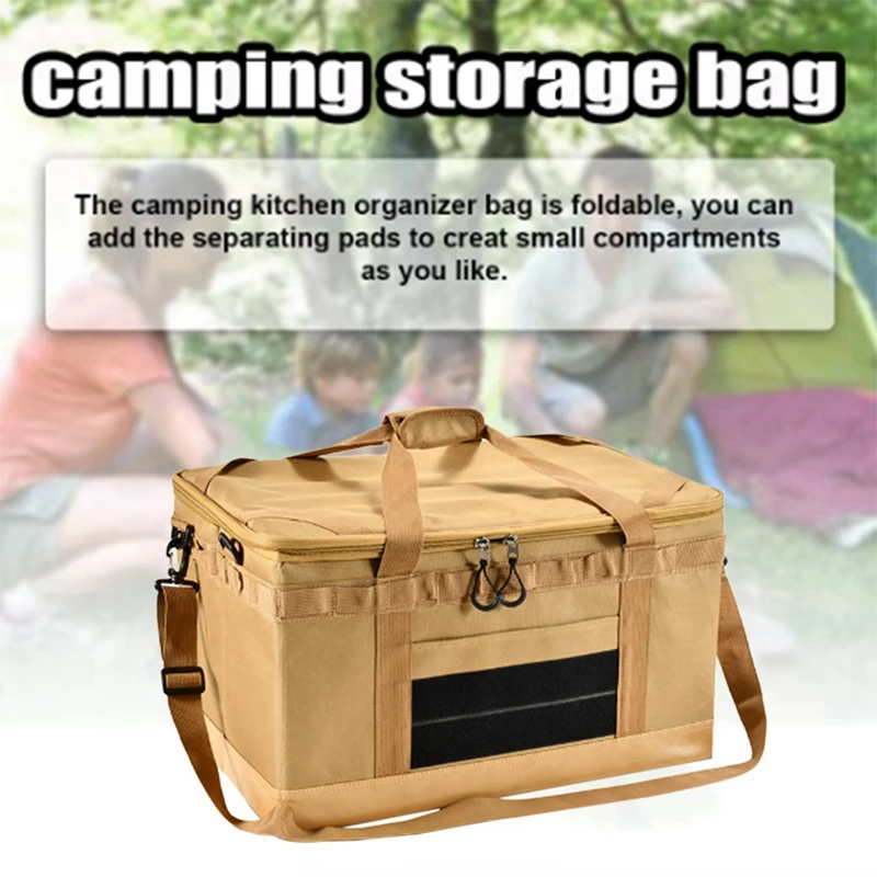 Large Zipper Camping Bag Anti-Crash Stove Cookware Carrying Bag Multifunctional Camping Accessories Storage Organizer