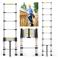 2.6m–3.2m Multi-Tier Aluminium Ladder Sturdy Aluminium Telescopic Ladder Load Capacity: 330 lbs Suitable for Motorhome Lofts