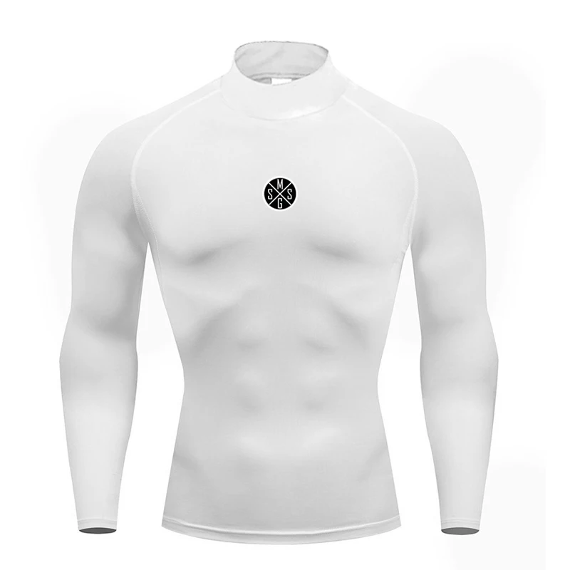 Men's Turtleneck Long-Sleeved Quick-Drying T-shirts Spring Aurumn Compression Shirt Running Sports Fitness Tight Tops Tees