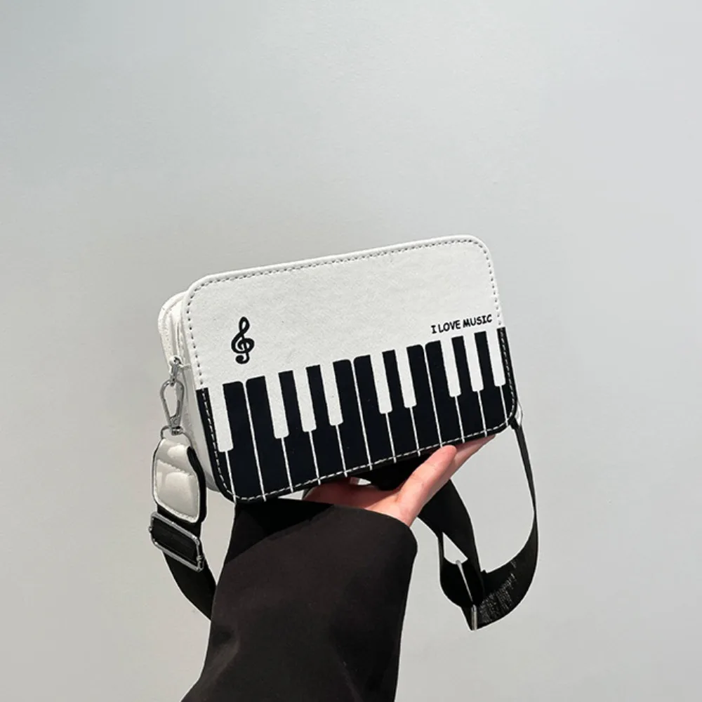 

Casual Vintage Piano Shoulder Bag Fashion Crossbody Mini Square Bag Black Elegent PU Leather Bag Girls
