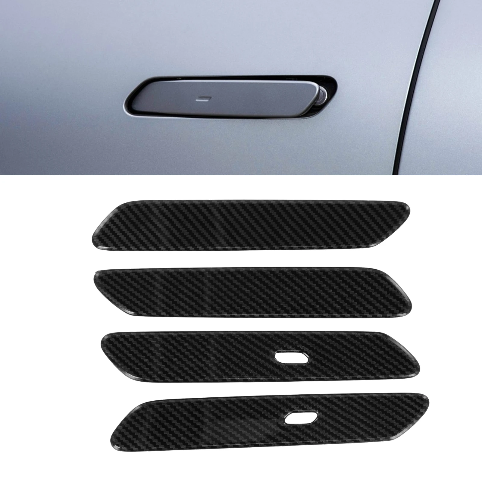 

ABS Carbon Fiber Printed Door Handle Cover Trim for Kia EV6 2022 2023 Enhances Exterior Look and Guards Against Scratches