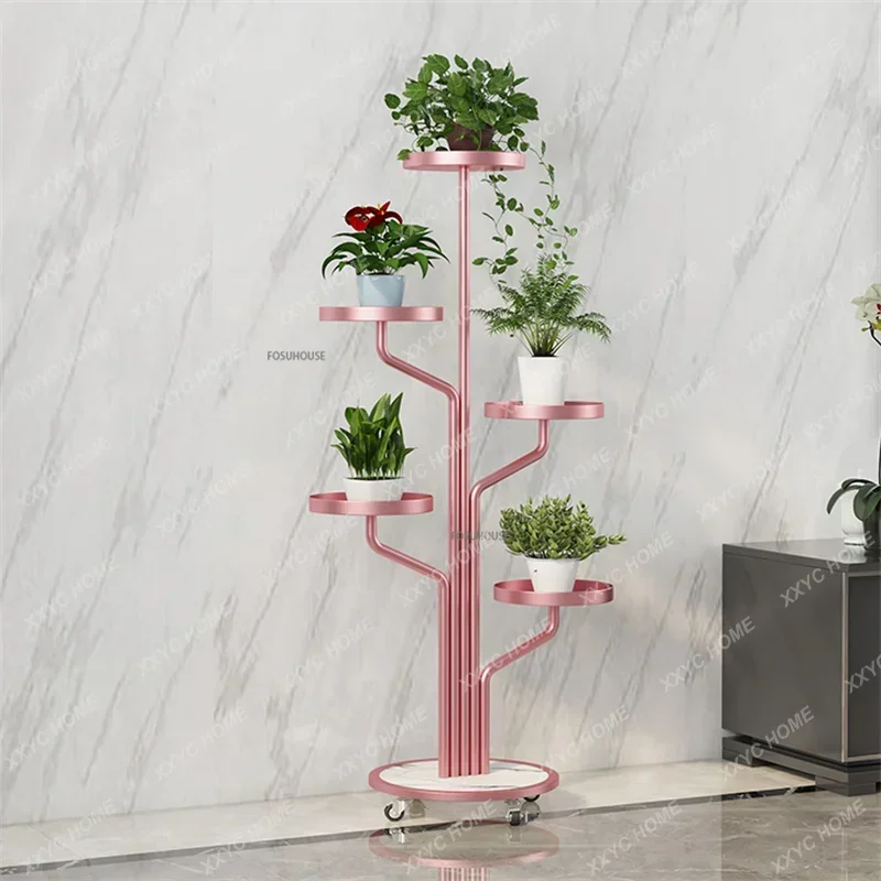 Metal Iron Indoor Balcony Flower Stand Floor Type Flower Pot Stand Simple Living Room Multi-layer Plant Shelf Outdoor Furniture