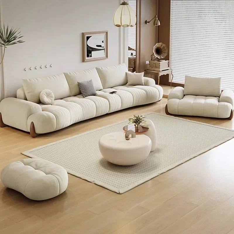 Marshmallow sofa cat scratching cloth cream wind living room simple small apartment technology cloth curved straight row cat scr