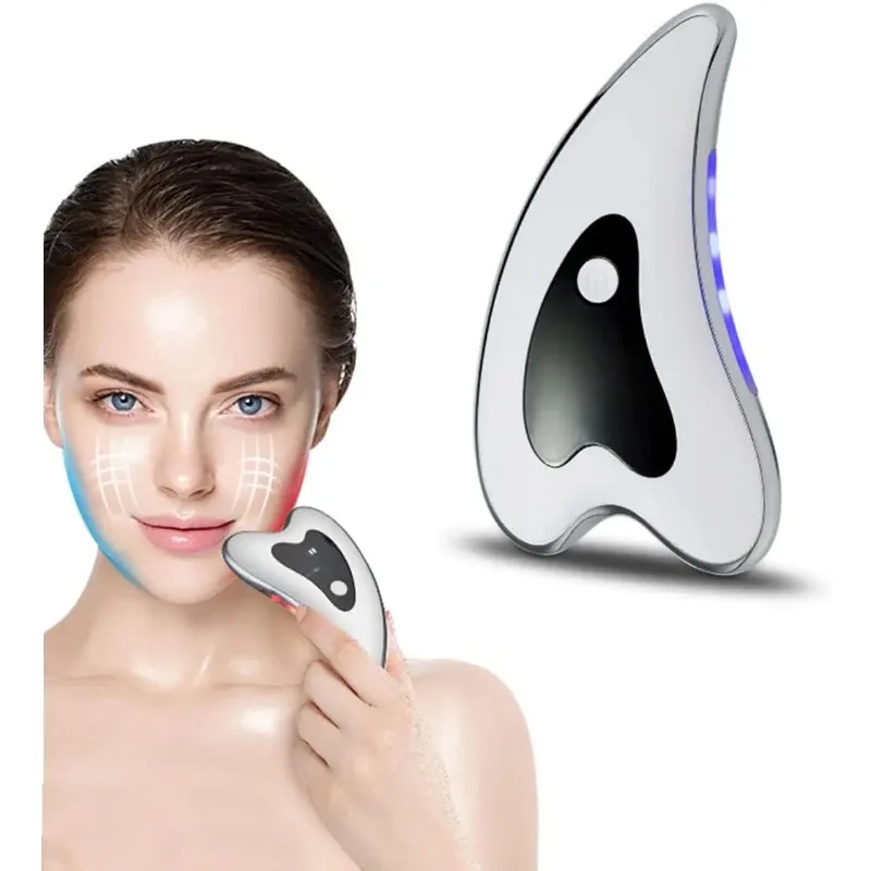 

Face Neck Lifting Scraping Board Massager Heating Facial Scraping Tool Skin Tighten Wrinkle Removal Vibration Gua Sha Massager