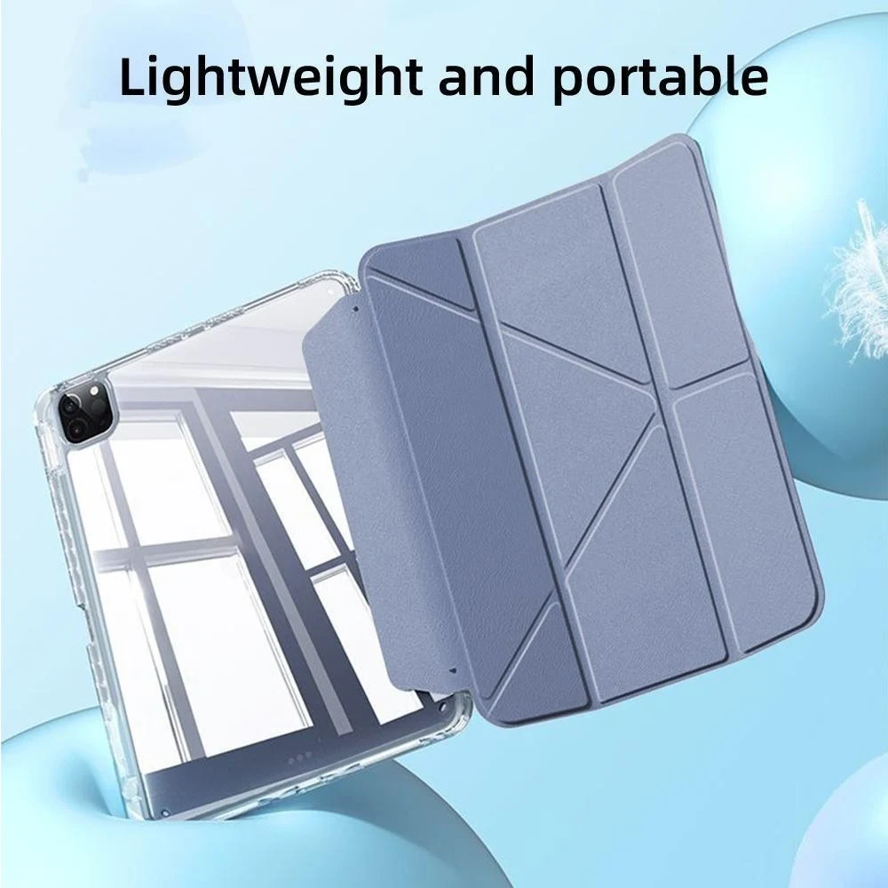 حافظة صلبة شفافة من الأكريليك قابلة للطي لهاتف سامسونج تاب S10 S9 S8 S7 FE Plus Tab A9 Plus A8 10.5 مع غطاء حامل قلم رصاص #3