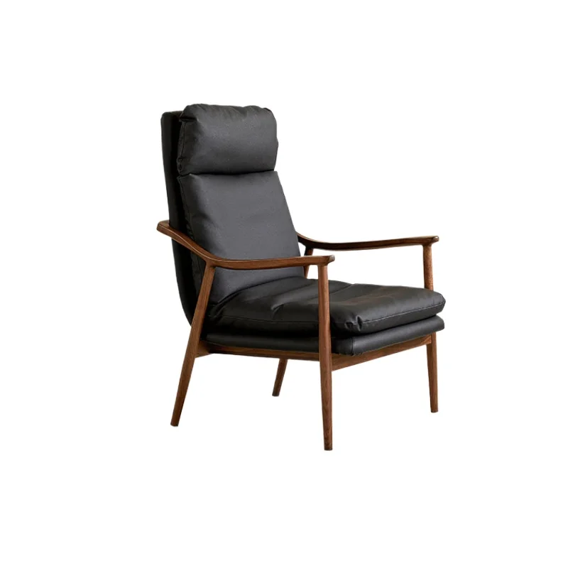 

Black walnut leisure chair solid wood single sofa chair living room simple household chair