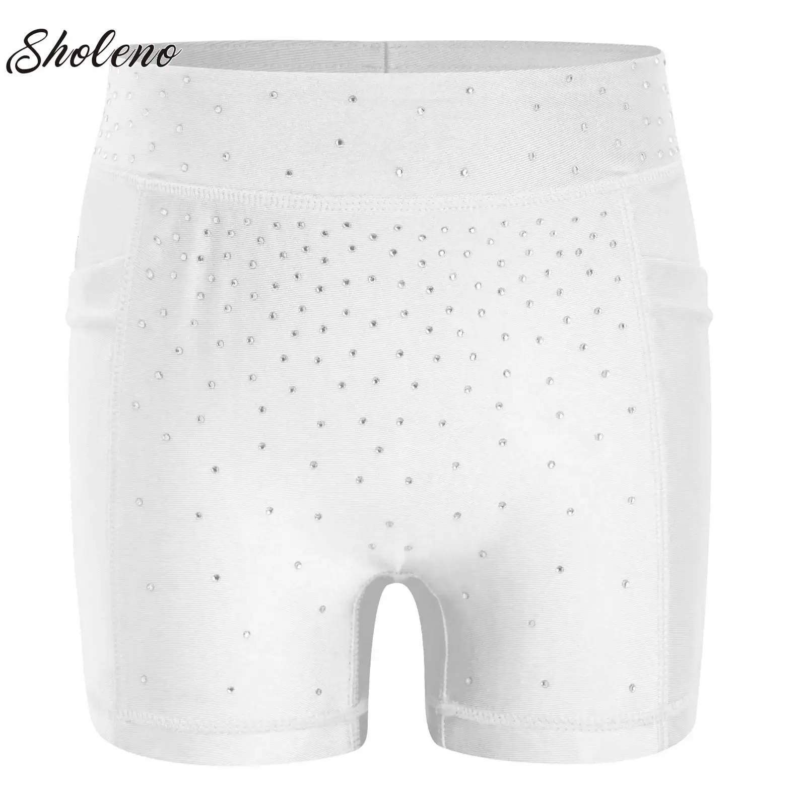 

Детские шорты для танцев со сверкающими стразами и художественной гимнастикой для девочек, шорты с эластичным поясом, балетные костюмы для фигурного катания