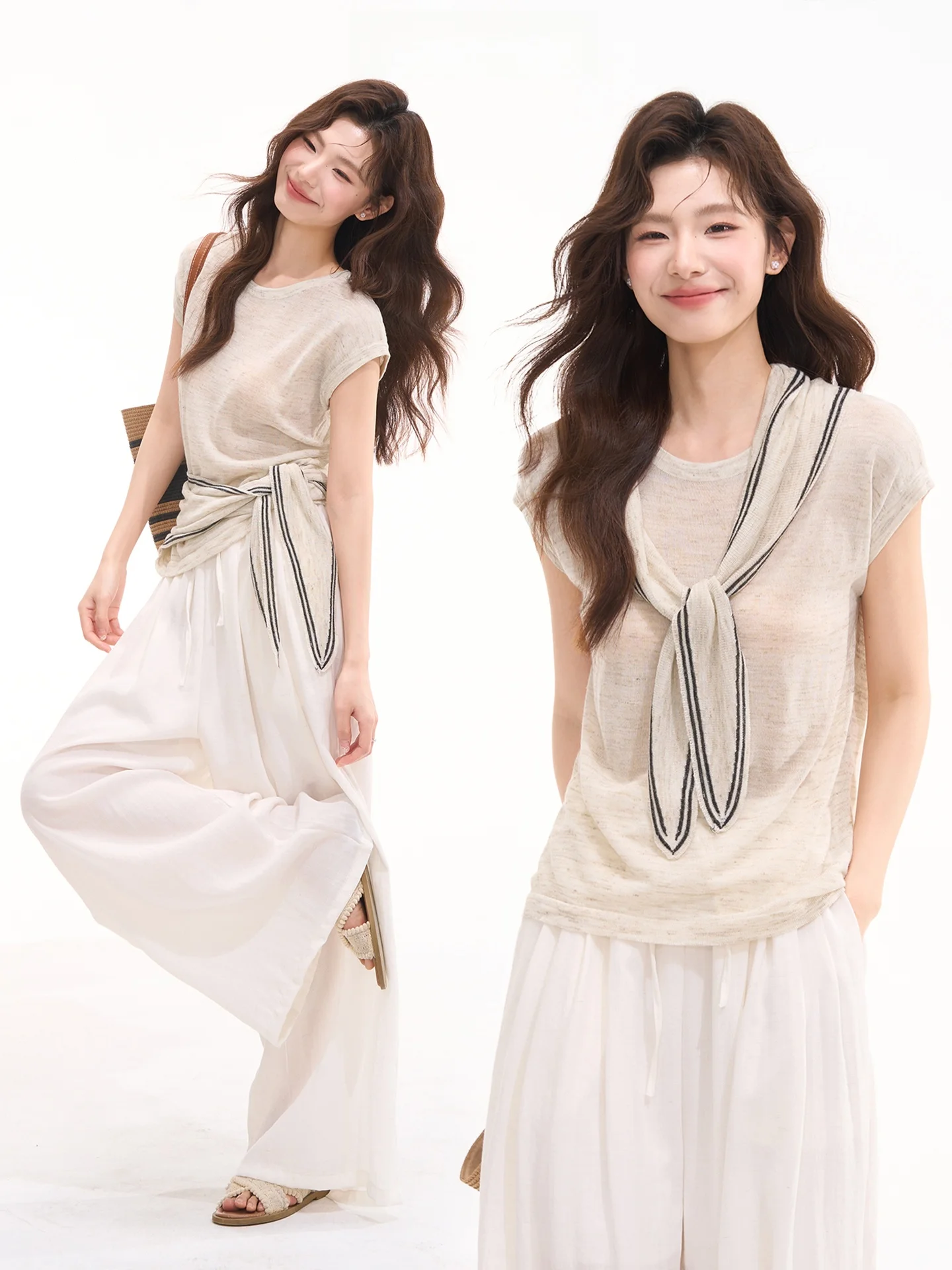 

Летний женский топ Heme с коротким рукавом, вязаный, из льна, в повседневном стиле, разноцветный, оттенок «ягодный туман», модный, для утонченного образа