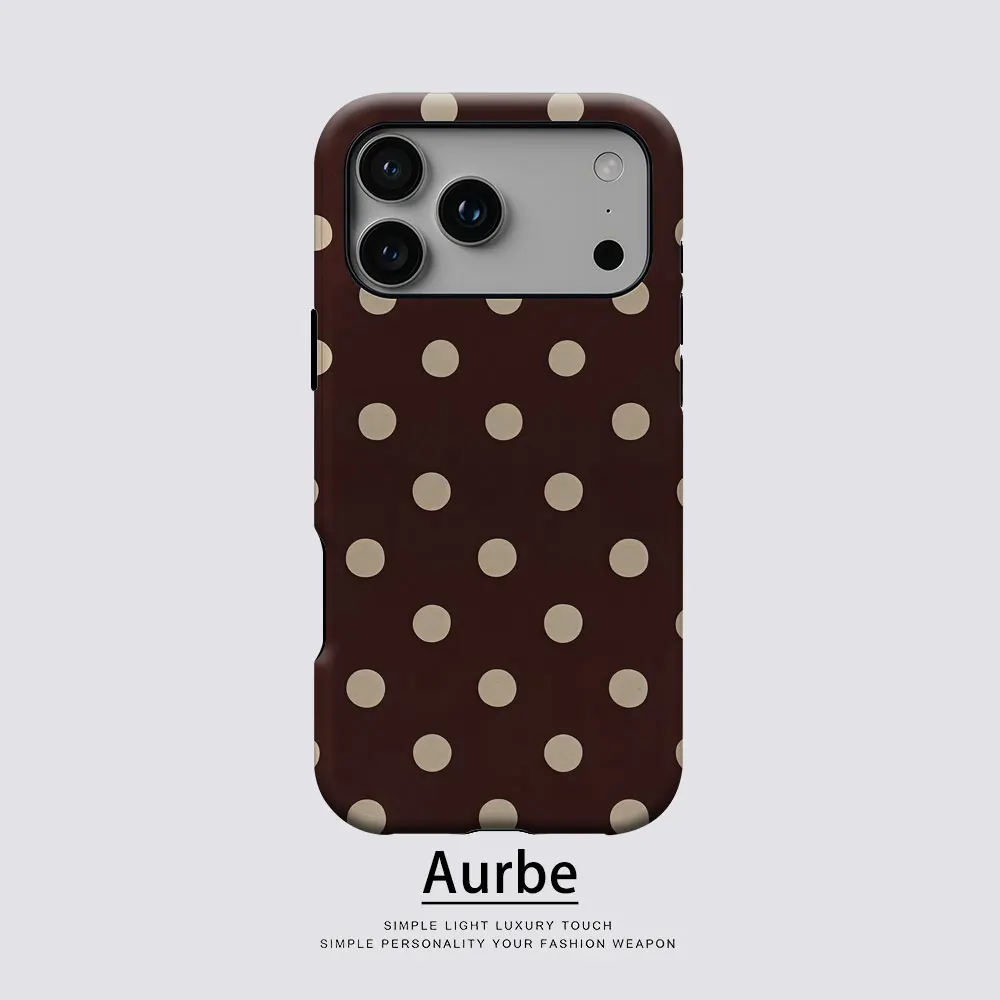 Aurbe Matte 2-in-1 Film Magsafe Hülle für iPhone 17 16 15 14 Plus 17 Pro Max Stoßfeste Hartschale Vintage Polka Dot Print Case