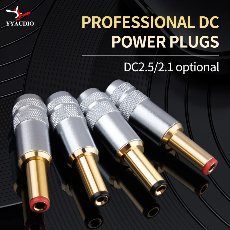 YYAUDIO Copper Plated Gold DC-2.1G/2.5G DC Power Plug Jack Weld Connector for Linear Power Output 1pcs