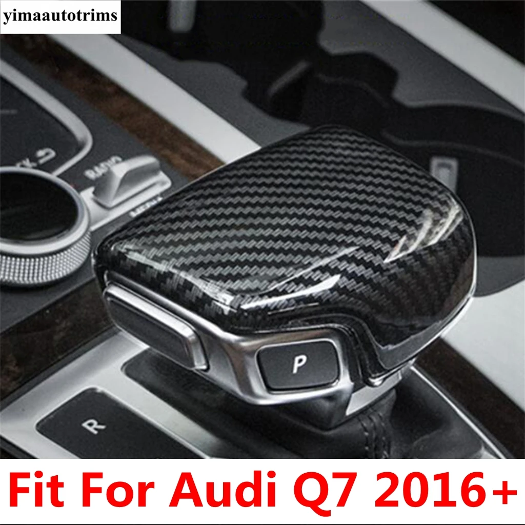 

Car Gear Shift Head Knob Handle Decoration Cover Trim ABS Carbon Fiber Accessories Exterior Fit For Audi Q7 2016 2017 2018 2019