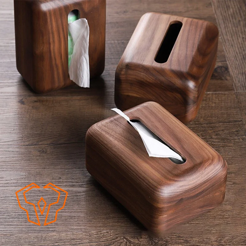 Walnut Wood Tissue Box Made of Solid Wood with Clear Wood Grain Mortise and Tenon Structure Technology