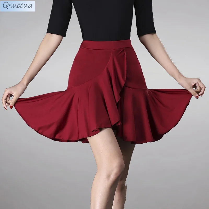 

Velvet Latin Dance Skirt Female Adult Sexy Short Dress Dance Performance Wavy-edge Skirt Professional Training Dance Dresses