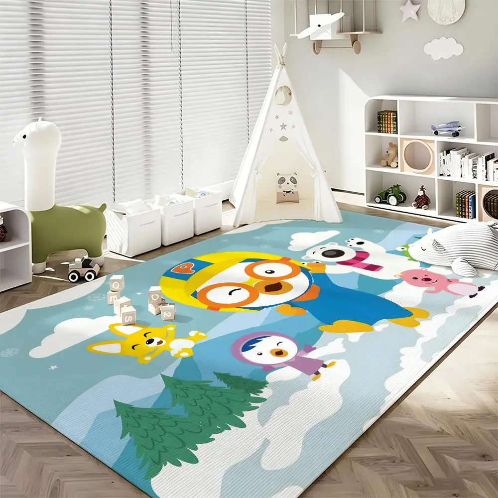 Cartoon P-Pororo-O Floor Mat Soft Flannel Entrance Door Mat Non Slip Absorbent Bathroom Bedroom Floor Rug