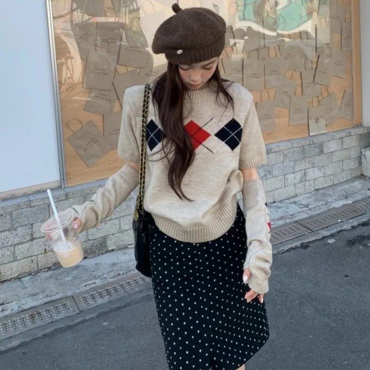 Cisas Sle ort Sve rond Ne pull femme Faionable Design Vintage tout-Match coréen Sle vêtements intérieurs haut