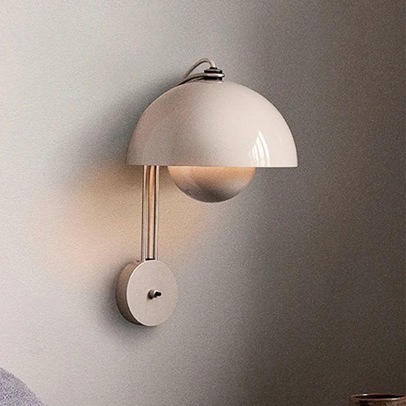

Bedside designer bud wall lamp Modern simple living room Study background wall Bedroom cream lamp