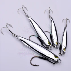 1pc Electroplated Spoon Metal Jigs Fishing Lures with Hooks -10g-80g Ideal for Catching Mackerel, Bass and More