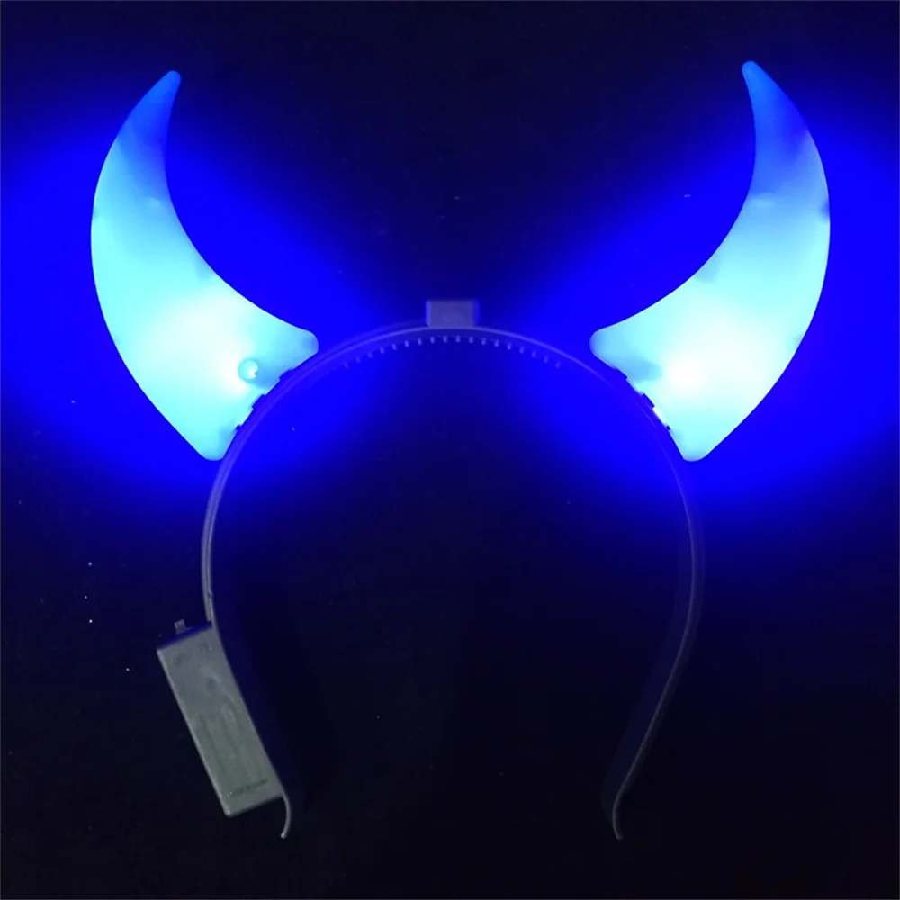 LED Diabo Chifre Light Up Headband, Evil Halloween e Decoração de Festa de Natal, Glitter Headwear, Cosplay Party Costume, Hair Hoop