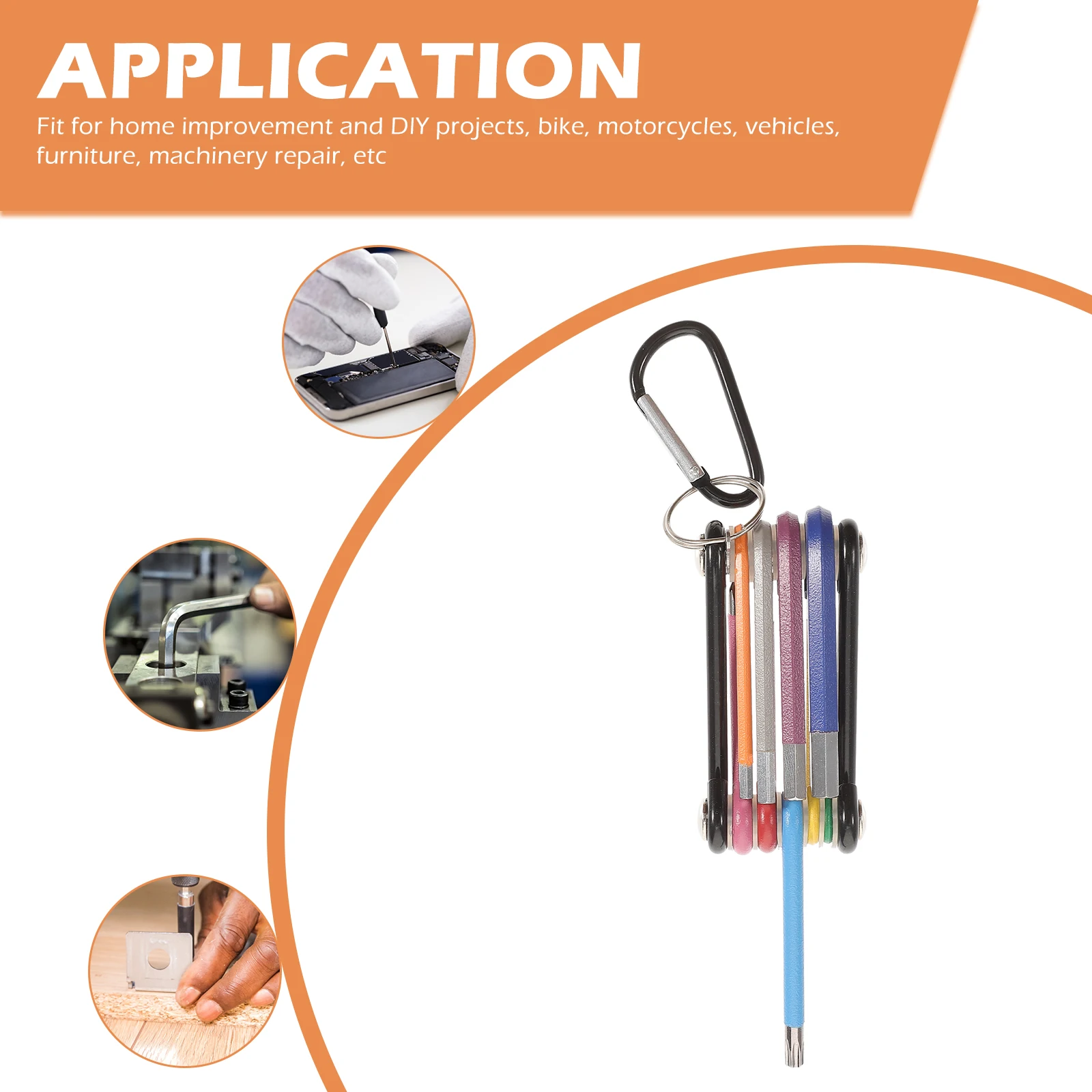 

Folding Hexagon Key Set Compact Wrench Tool For Bike Furniture Repair Hook Design Durable Portable Allen L Wrench Socket Set