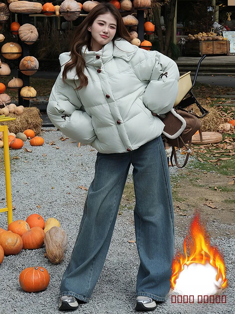 

Thi ort Stand Collar Women's Jaet Pure Color Winter New Sle Korean Version Commute Sle Embroidery Element Polyester...