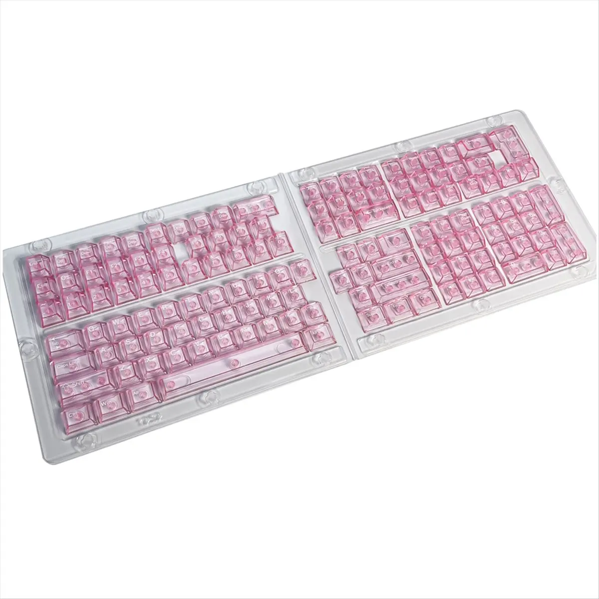 【Promo】Pink Clear Keycaps Set Pink Transparent Keyboard Keycap with Shine-Through Design Replacement Keycap view 2