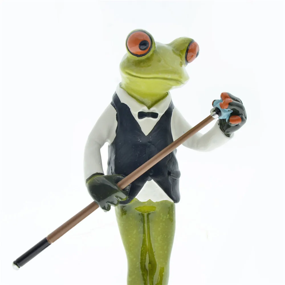 Resin Funny Long-legged Frog Figure Figurines Sail Captain Sculpture Snooker Player Statue Home Decor Crafts Personalized Gift