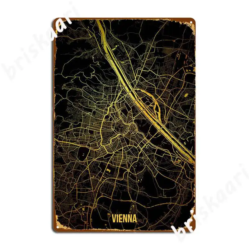 Vienna Gold Map Metal Sign Plaques Retro Pub Cave Pub Tin Sign Poster