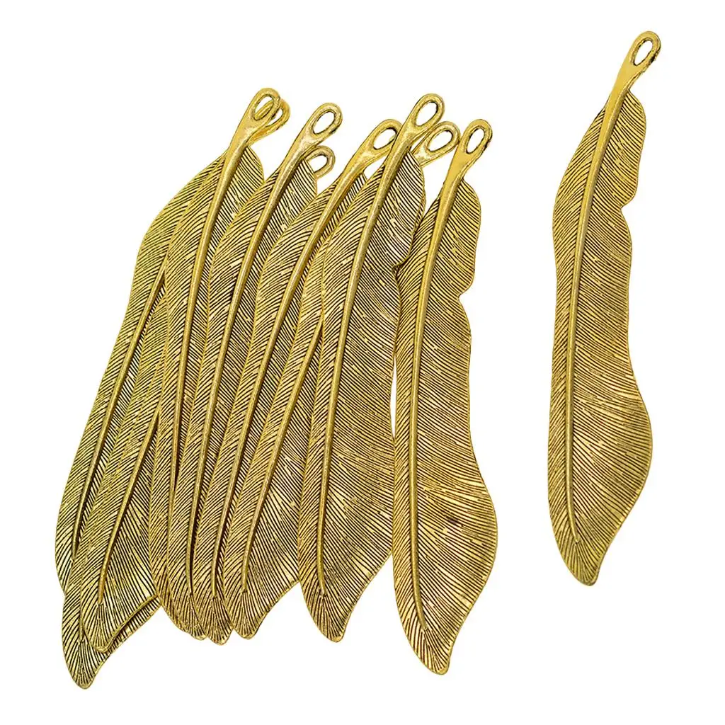 10pc Antique Gold Metal Bookmark Beading Jewelry Making Feather Book Markers