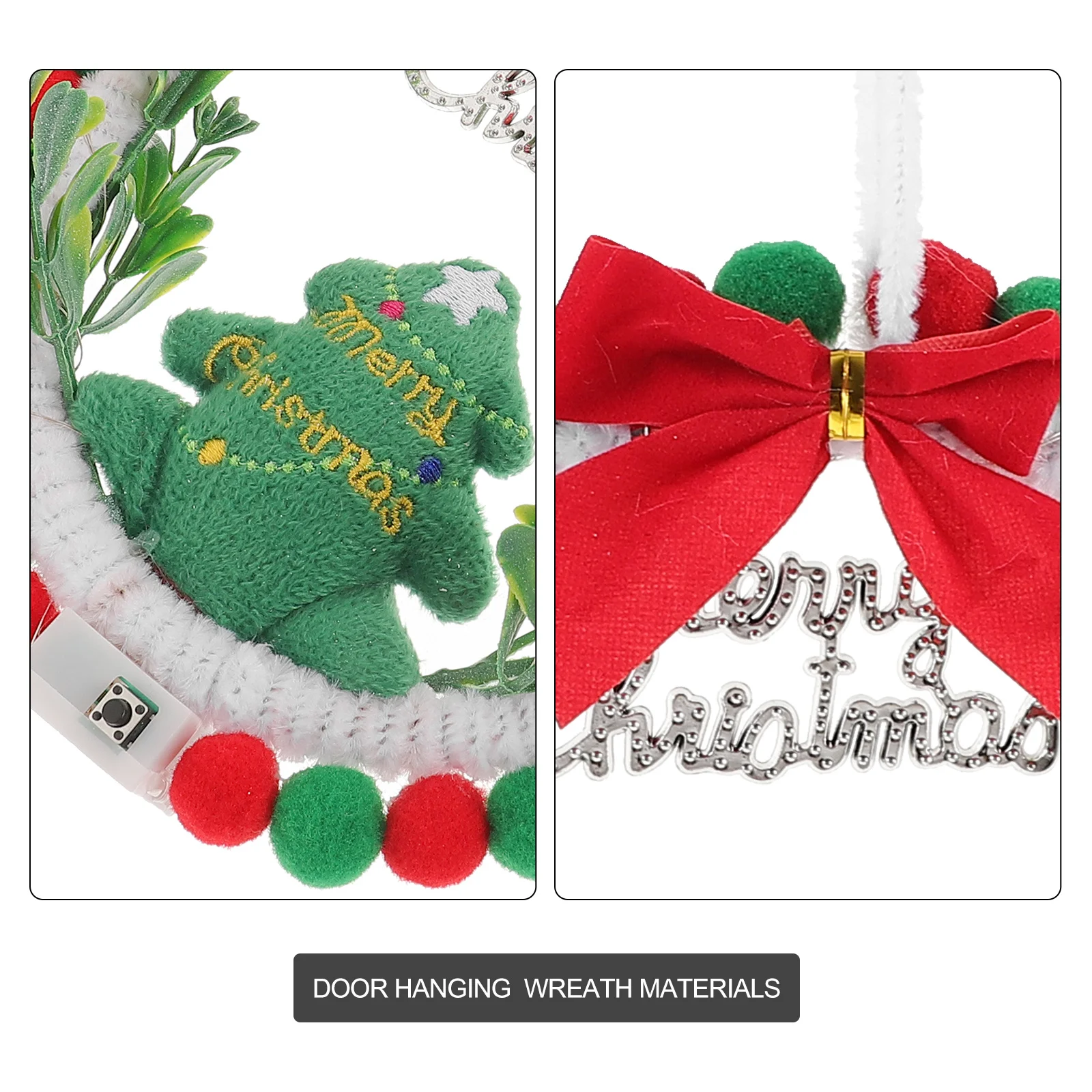 

1Set Christmas Wreath Materials DIY Kit Lightweight Door Window Decoration Reusable Front Door Hanging Wreath Christmas Party