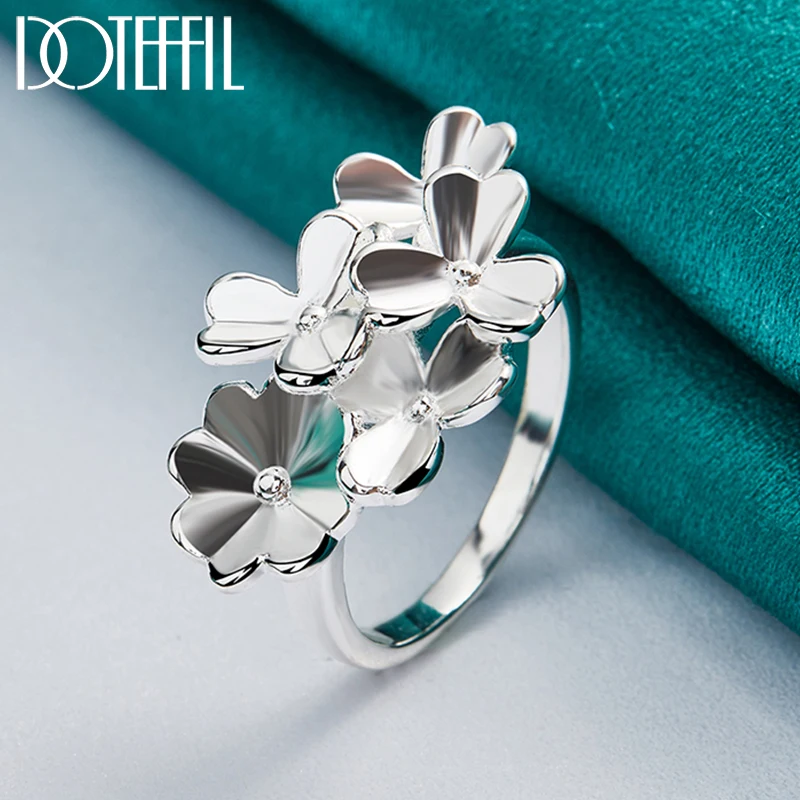 Anello di fiori Color argento per gioielli con ciondoli regalo per feste di fidanzamento di nozze di moda donna