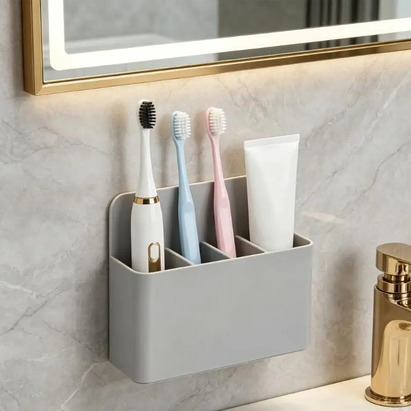 

Adjustable Toothbrush Holder Wall Mounted Toothbrush Storage Rack For Bathroom Organization And Space Saving M4YD